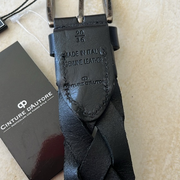 Italian Leather Black Braided Belt 36” - Picture 6 of 7